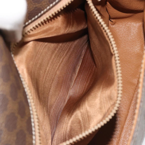 CELINE Macadam Canvas Circle Shoulder Bag PVC Leather Brown Gold Auth 189684