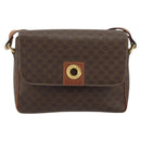 CELINE Macadam Canvas Circle Shoulder Bag PVC Leather Brown Gold Auth 189684-13