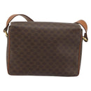 CELINE Macadam Canvas Circle Shoulder Bag PVC Leather Brown Gold Auth 189684-2