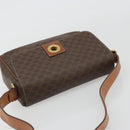 CELINE Macadam Canvas Circle Shoulder Bag PVC Leather Brown Gold Auth 189684-6