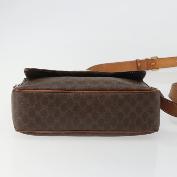 CELINE Macadam Canvas Circle Shoulder Bag PVC Leather Brown Gold Auth 189684