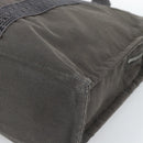 HERMES Her Line MM Hand Bag Canvas Gray Silver Auth 189685-15