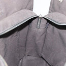 HERMES Her Line MM Hand Bag Canvas Gray Silver Auth 189685-18
