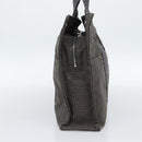 HERMES Her Line MM Hand Bag Canvas Gray Silver Auth 189685-3