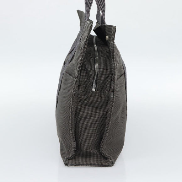 HERMES Her Line MM Hand Bag Canvas Gray Silver Auth 189685