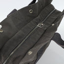 HERMES Her Line MM Hand Bag Canvas Gray Silver Auth 189685-6