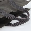 HERMES Her Line MM Hand Bag Canvas Gray Silver Auth 189685-7