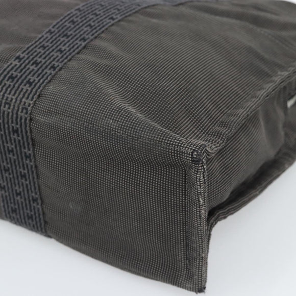 HERMES Her Line MM Handtas Canvas Grijs Zilver Auth 189686
