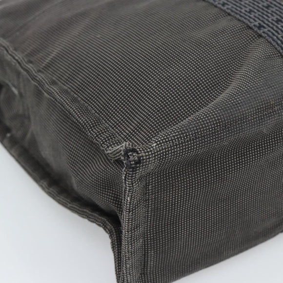 HERMES Her Line MM Handtas Canvas Grijs Zilver Auth 189686