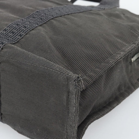HERMES Her Line MM Handtas Canvas Grijs Zilver Auth 189686