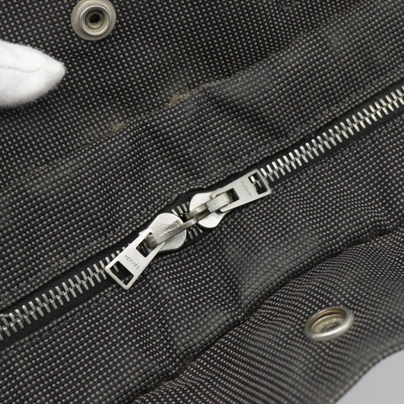 HERMES Her Line MM Handtas Canvas Grijs Zilver Auth 189686
