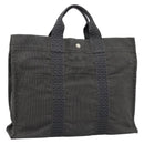 HERMES Her Line MM Handtas Canvas Grijs Zilver Auth 189686-1