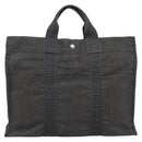 HERMES Her Line MM Handtas Canvas Grijs Zilver Auth 189686-13