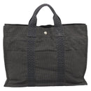 HERMES Her Line MM Handtas Canvas Grijs Zilver Auth 189686-2