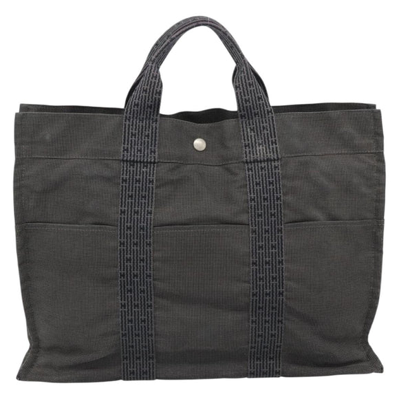 HERMES Her Line MM Handtas Canvas Grijs Zilver Auth 189686