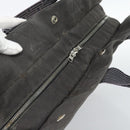 HERMES Her Line MM Handtas Canvas Grijs Zilver Auth 189686-6
