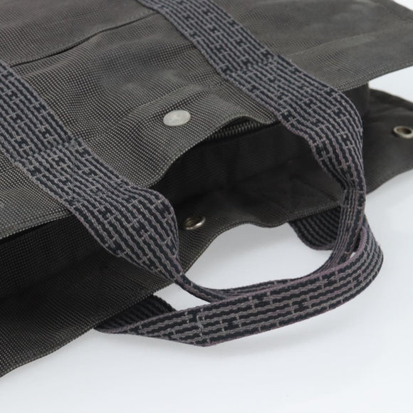 HERMES Her Line MM Handtas Canvas Grijs Zilver Auth 189686