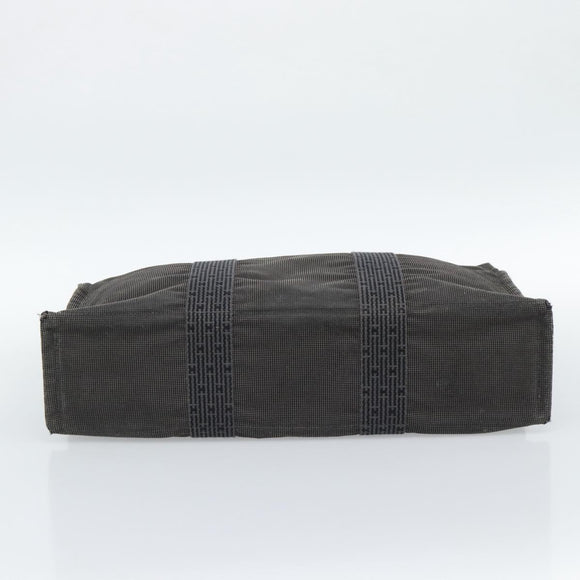 HERMES Her Line MM Handtas Canvas Grijs Zilver Auth 189686