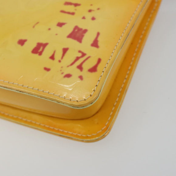LOUIS VUITTON Monogram Vernis Lexington Pouch Lime Yellow M91058 LV Auth 189688