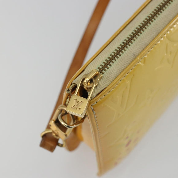 LOUIS VUITTON Monogram Vernis Lexington Pouch Lime Yellow M91058 LV Auth 189688