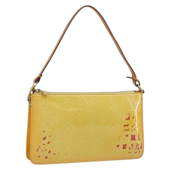 LOUIS VUITTON Monogram Vernis Lexington Pouch Lime Yellow M91058 LV Auth 189688