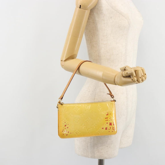 LOUIS VUITTON Monogram Vernis Lexington Pouch Lime Yellow M91058 LV Auth 189688