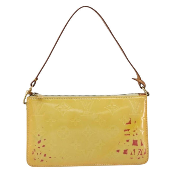 LOUIS VUITTON Monogram Vernis Lexington Pouch Lime Yellow M91058 LV Auth 189688