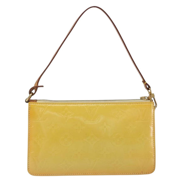 LOUIS VUITTON Monogram Vernis Lexington Pouch Lime Yellow M91058 LV Auth 189688