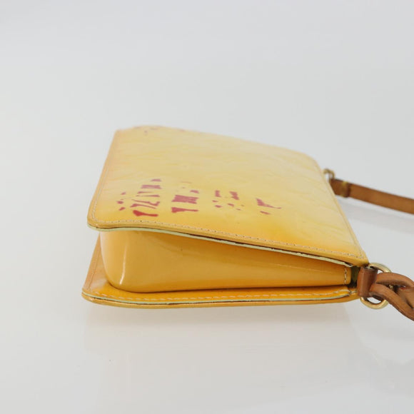 LOUIS VUITTON Monogram Vernis Lexington Pouch Lime Yellow M91058 LV Auth 189688