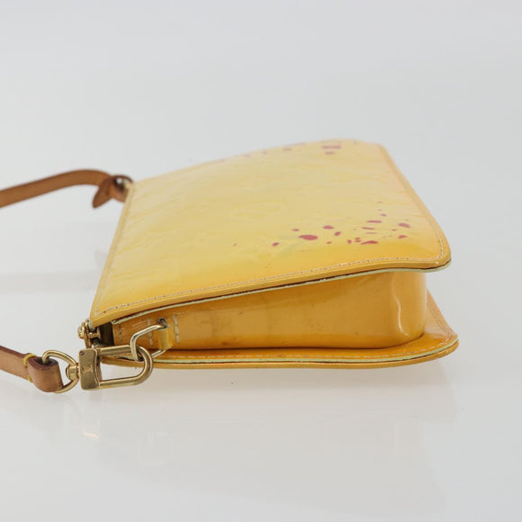 LOUIS VUITTON Monogram Vernis Lexington Pouch Lime Yellow M91058 LV Auth 189688