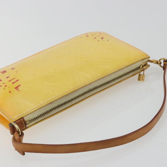 LOUIS VUITTON Monogram Vernis Lexington Pouch Lime Yellow M91058 LV Auth 189688