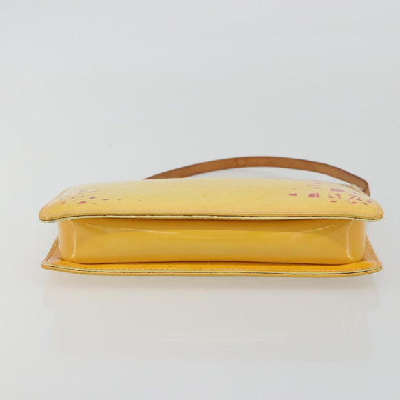 LOUIS VUITTON Monogram Vernis Lexington Pouch Lime Yellow M91058 LV Auth 189688