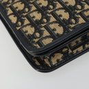 Christian Dior Trotter Canvas Shoulder Bag Navy Gold Auth 189692-11