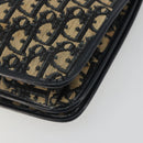 Christian Dior Trotter Canvas Shoulder Bag Navy Gold Auth 189692-12