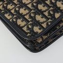 Christian Dior Trotter Canvas Shoulder Bag Navy Gold Auth 189692-13