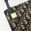 Christian Dior Trotter Canvas Shoulder Bag Navy Gold Auth 189692-15