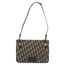 Christian Dior Trotter Canvas Shoulder Bag Navy Gold Auth 189692-2