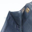 Christian Dior Trotter Canvas Shoulder Bag Navy Gold Auth 189692-20