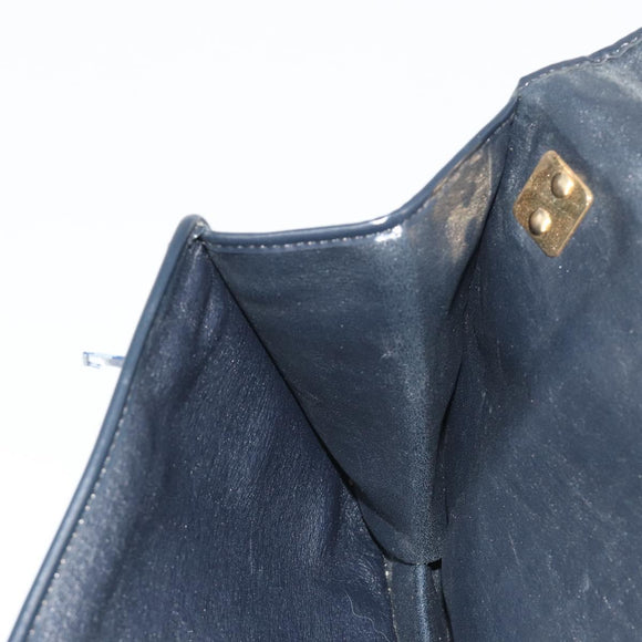 Christian Dior Trotter Canvas Shoulder Bag Navy Gold Auth 189692