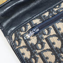 Christian Dior Trotter Canvas Shoulder Bag Navy Gold Auth 189692-21
