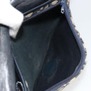 Christian Dior Trotter Canvas Shoulder Bag Navy Gold Auth 189692-22