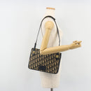 Christian Dior Trotter Canvas Shoulder Bag Navy Gold Auth 189692-23