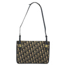 Christian Dior Trotter Canvas Shoulder Bag Navy Gold Auth 189692-3