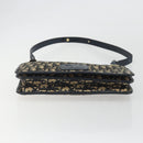 Christian Dior Trotter Canvas Shoulder Bag Navy Gold Auth 189692-9