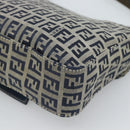 FENDI Zucchino Canvas Mamma Baguette Shoulder Bag Navy Silver Auth 189693V-15