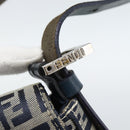 FENDI Zucchino Canvas Mamma Baguette Shoulder Bag Navy Silver Auth 189693V-17