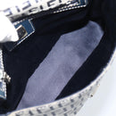FENDI Zucchino Canvas Mamma Baguette Shoulder Bag Navy Silver Auth 189693V-10