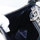 FENDI Zucchino Canvas Mamma Baguette Shoulder Bag Navy Silver Auth 189693V-20