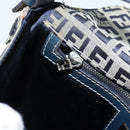 FENDI Zucchino Canvas Mamma Baguette Shoulder Bag Navy Silver Auth 189693V-21