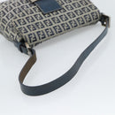 FENDI Zucchino Canvas Mamma Baguette Shoulder Bag Navy Silver Auth 189693V-7
